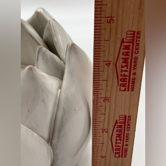 Arhaus White Lotus Water Lily Ceramic Centerpiece HEAVY Candle Holder - Picture 7 of 9